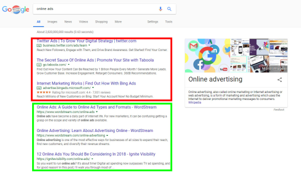 Google 搜索引擎結(jié)果頁面示例圖